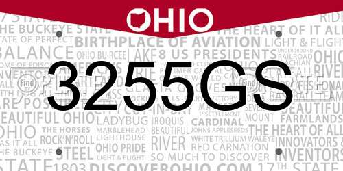 3255GS Ohio License Plate