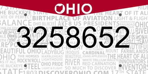 3258652 Ohio License Plate