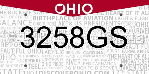 3258GS Ohio License Plate