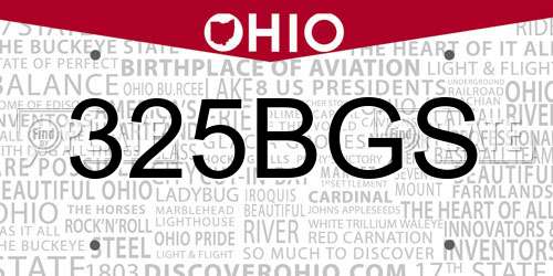 325BGS Ohio License Plate