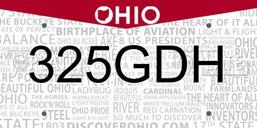 325GDH Ohio License Plate