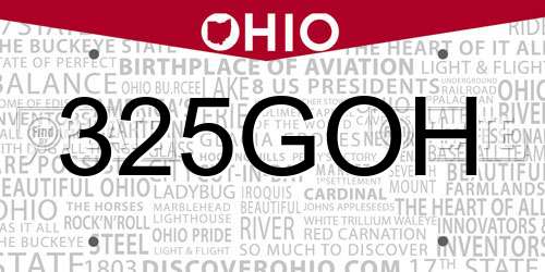 325GOH Ohio License Plate