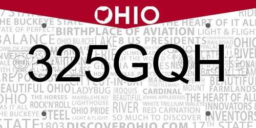325GQH Ohio License Plate