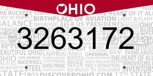3263172 Ohio License Plate