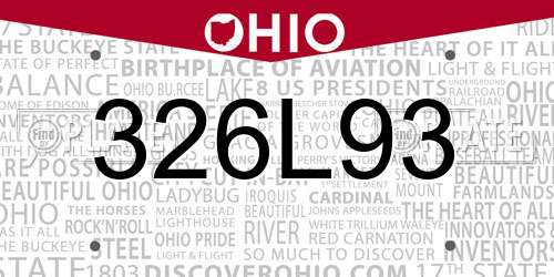 326L93 Ohio License Plate