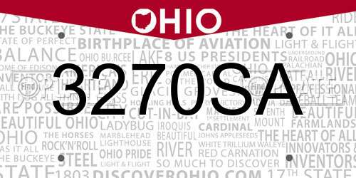 3270SA Ohio License Plate
