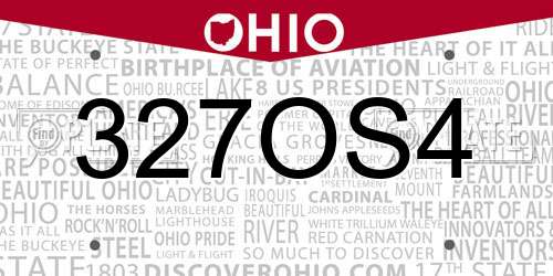 327OS4 Ohio License Plate