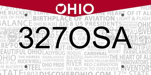 327OSA Ohio License Plate