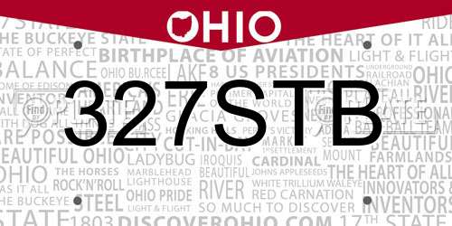 327STB Ohio License Plate