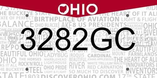 3282GC Ohio License Plate