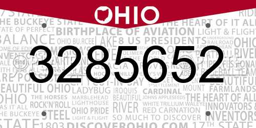 3285652 Ohio License Plate