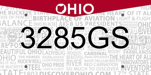 3285GS Ohio License Plate