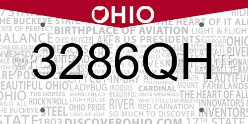 3286QH Ohio License Plate