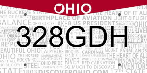 328GDH Ohio License Plate
