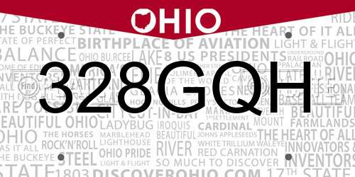 328GQH Ohio License Plate