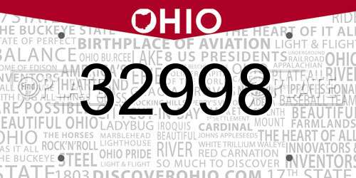 32998 Ohio License Plate