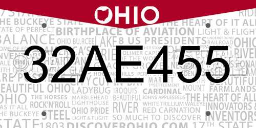 32AE455 Ohio License Plate