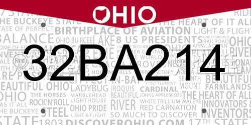 32BA214 Ohio License Plate