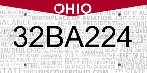 32BA224 Ohio License Plate