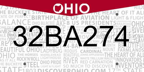 32BA274 Ohio License Plate