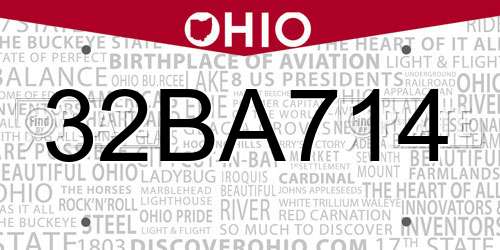 32BA714 Ohio License Plate