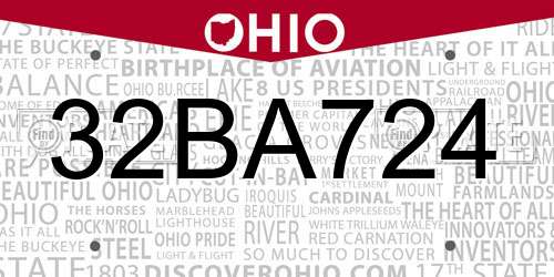 32BA724 Ohio License Plate