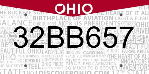 32BB657 Ohio License Plate