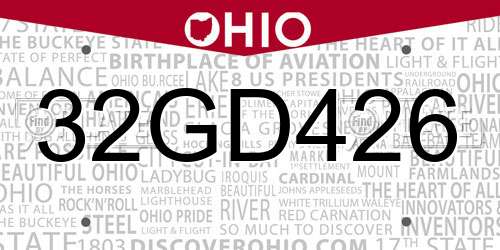 32GD426 Ohio License Plate