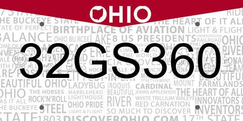 32GS360 Ohio License Plate