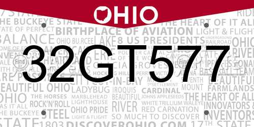 32GT577 Ohio License Plate