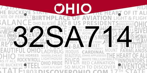 32SA714 Ohio License Plate