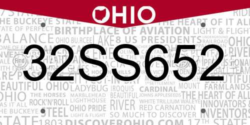 32SS652 Ohio License Plate