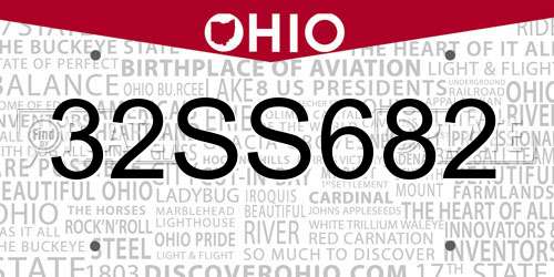 32SS682 Ohio License Plate