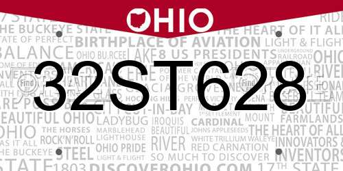 32ST628 Ohio License Plate