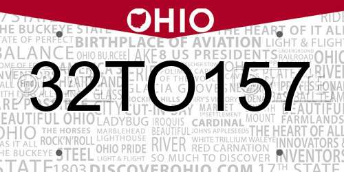 32TO157 Ohio License Plate