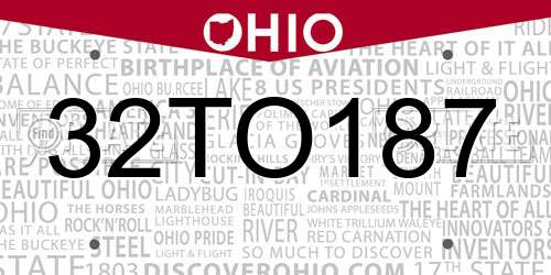 32TO187 Ohio License Plate