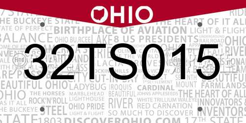 32TS015 Ohio License Plate