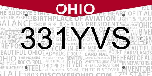 331YVS Ohio License Plate