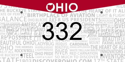 332 Ohio License Plate