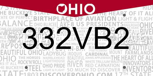 332VB2 Ohio License Plate