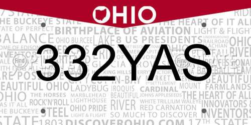 332YAS Ohio License Plate