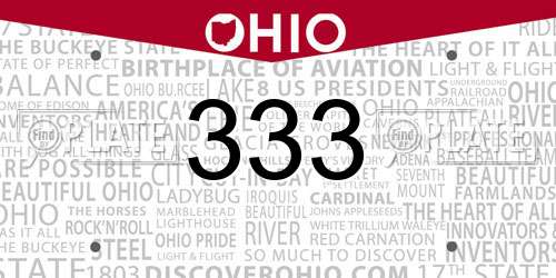 333 Ohio License Plate
