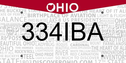 334IBA Ohio License Plate