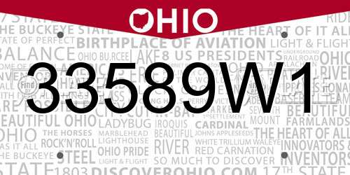 33589W1 Ohio License Plate