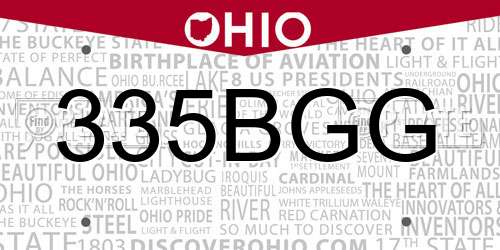 335BGG Ohio License Plate