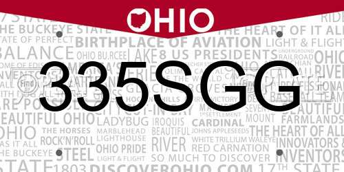 335SGG Ohio License Plate
