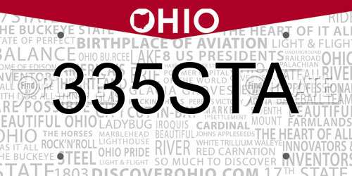 335STA Ohio License Plate