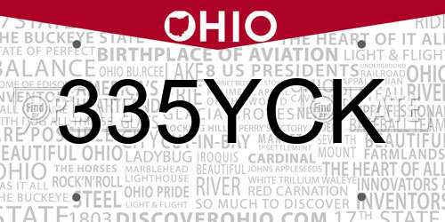 335YCK Ohio License Plate