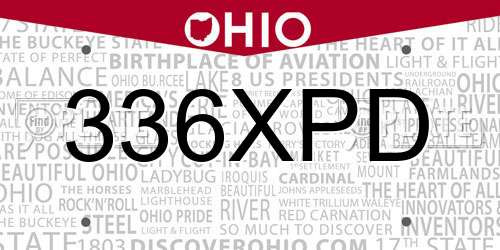 336XPD Ohio License Plate