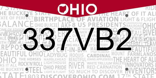 337VB2 Ohio License Plate